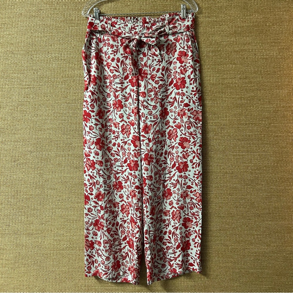 Bunulu Pants Womens Medium Red Cream Floral
